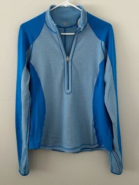 Lululemon Run U-Turn Half Zip Pullover Reversible Pique Blue Women’s Size 12 ?
